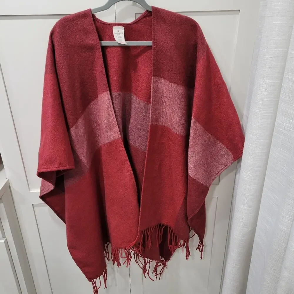 Woolrich Poncho Frindge Blancket Wrap Soft One Size